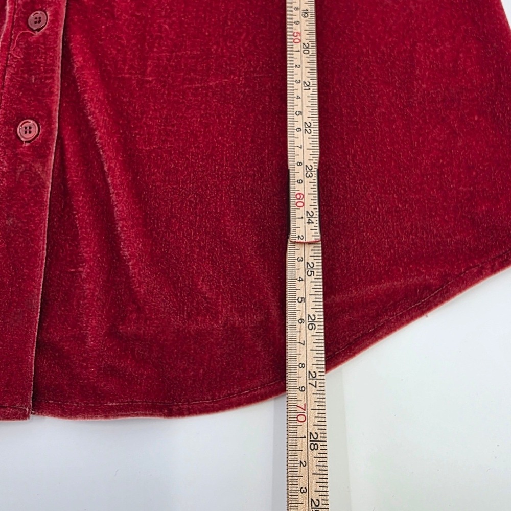 SOFT SURROUNDINGS VELVET BOYFRIEND TUNIC SHIRT WOMENS PETITE LARGE RED BUTTON UP - Picture 11 of 14